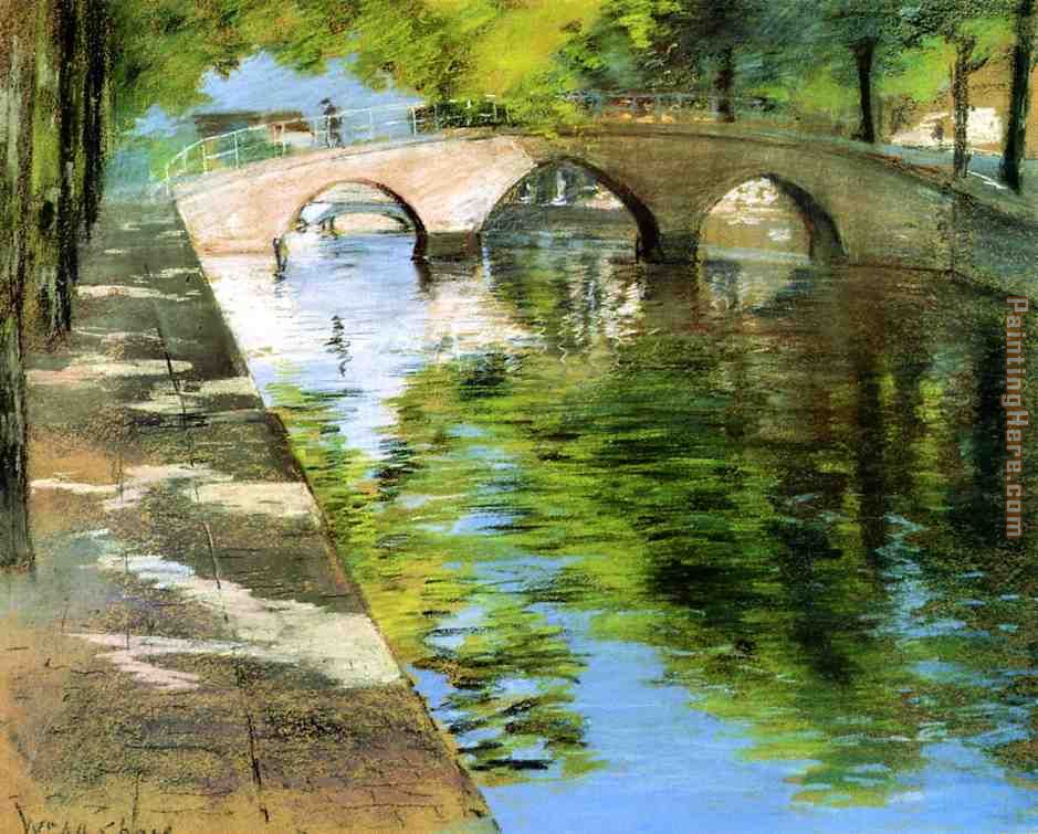 Reflections aka Canal Scene painting - William Merritt Chase Reflections aka Canal Scene art painting
